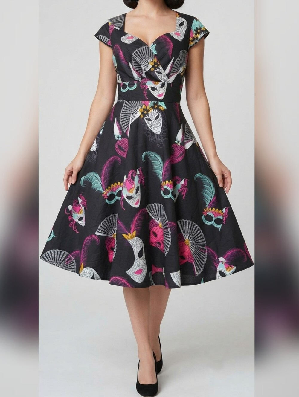 Hanpceirs Vintage 1950s Style Rockabilly Masquerade Swing Dress